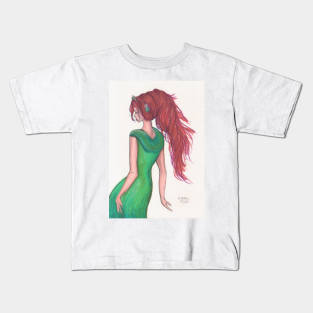 Lady in Green Kids T-Shirt